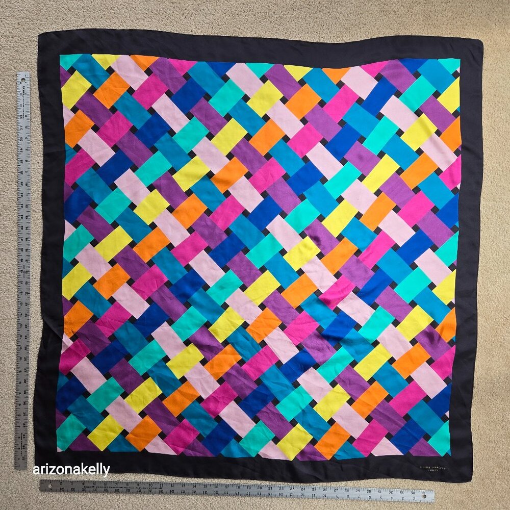 Kurt Geiger Silk Scarf Colorful Basketweave